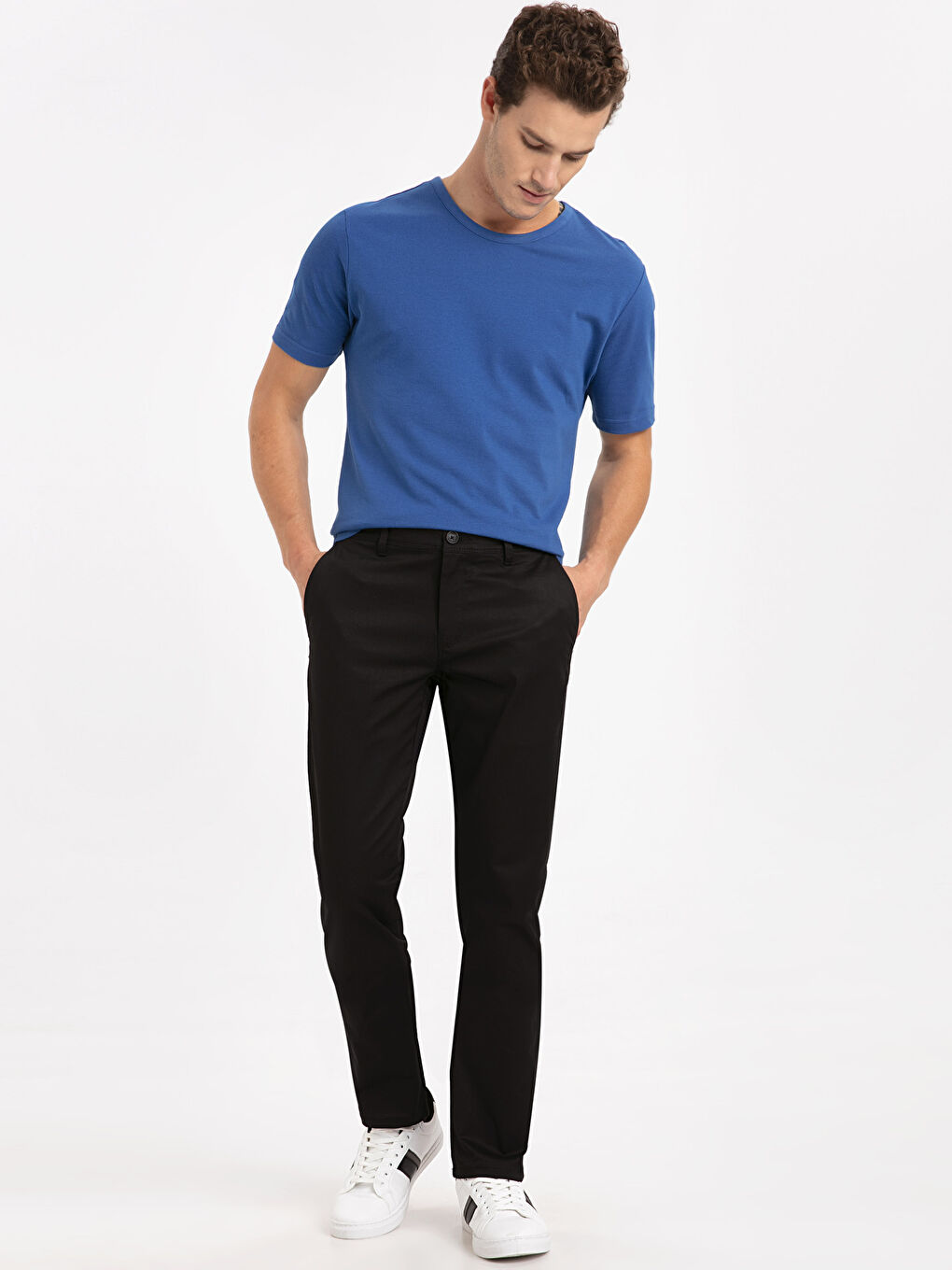 Siyah Slim Fit Gabardin Erkek Chino Pantolon