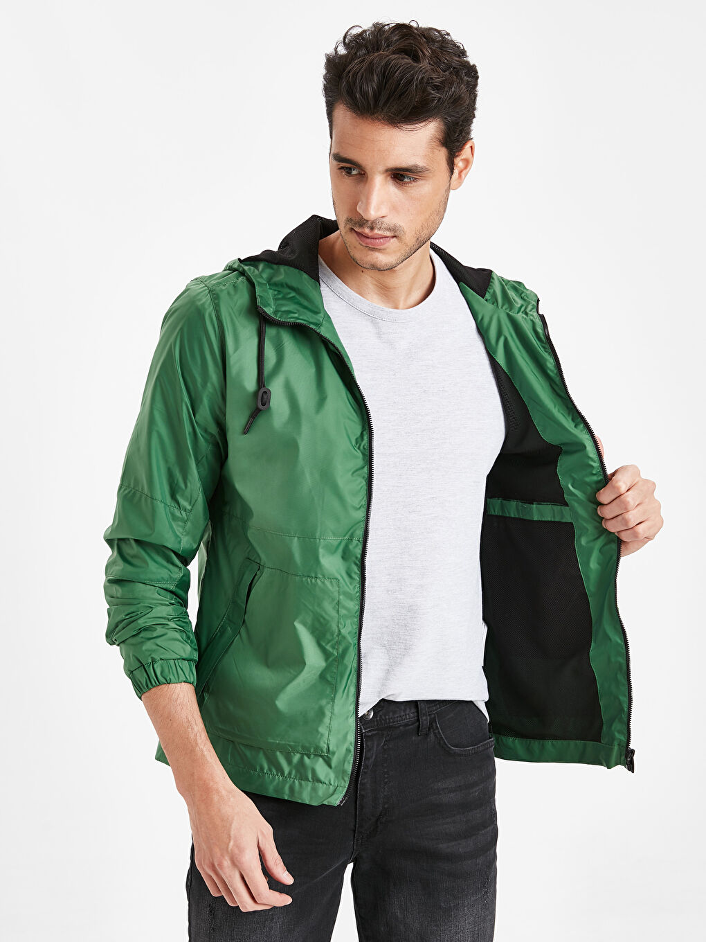 Yeşil Standart Kalıp Erkek Mont-2