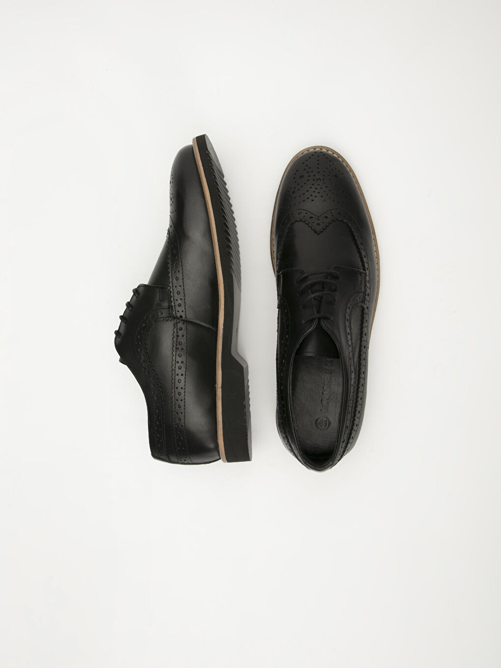 Siyah Erkek Hakiki Deri Brogue Ayakkabı-1