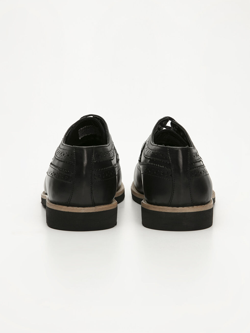 Siyah Erkek Hakiki Deri Brogue Ayakkabı-3