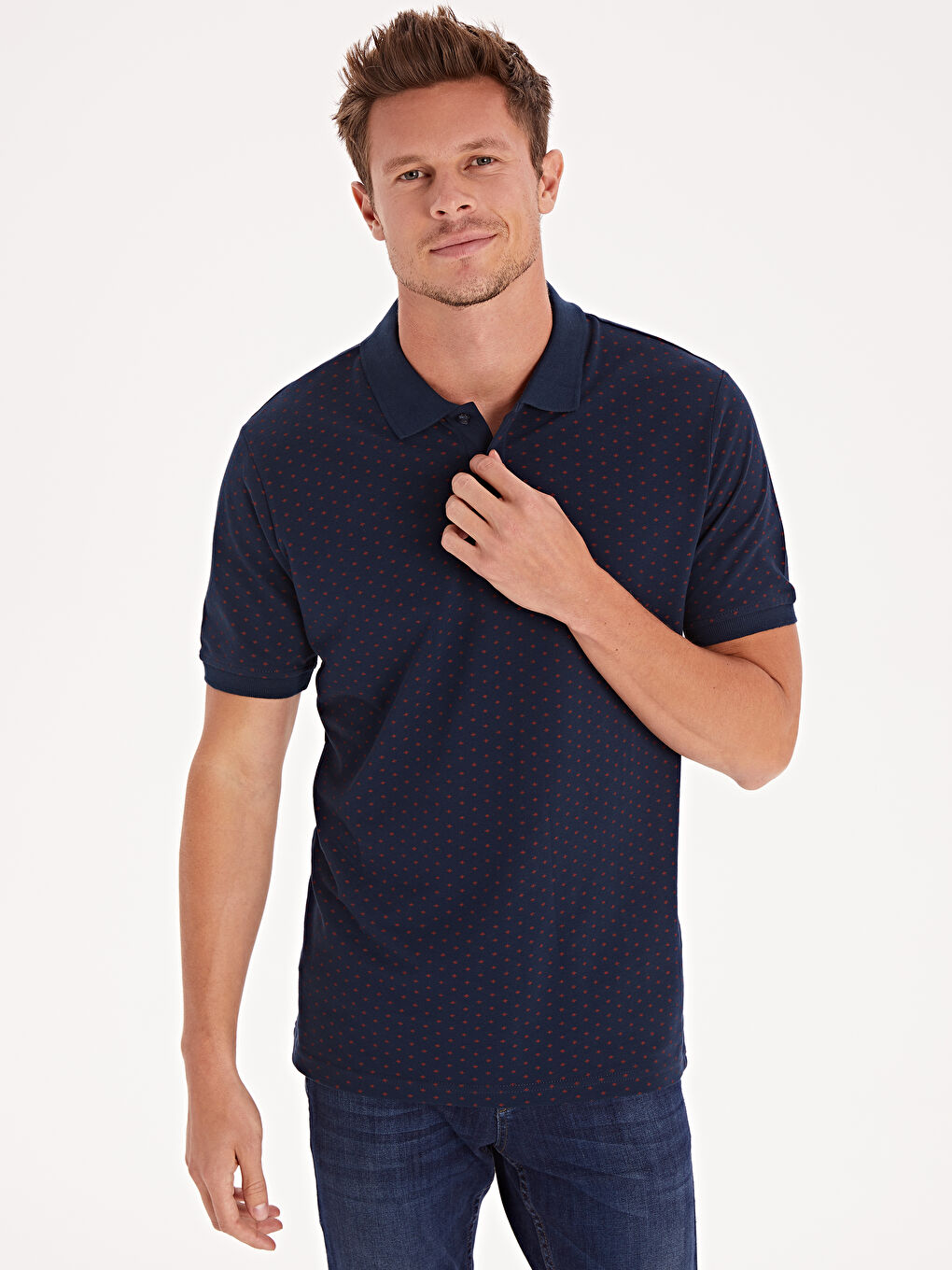 Lacivert Polo Yaka Kısa Kollu Erkek Tişört