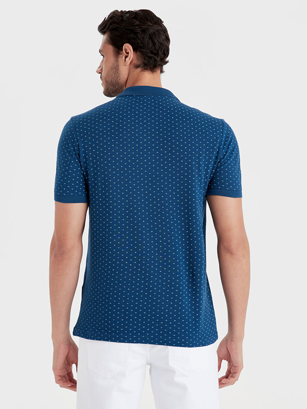 Lacivert Polo Yaka Kısa Kollu Erkek Tişört-2
