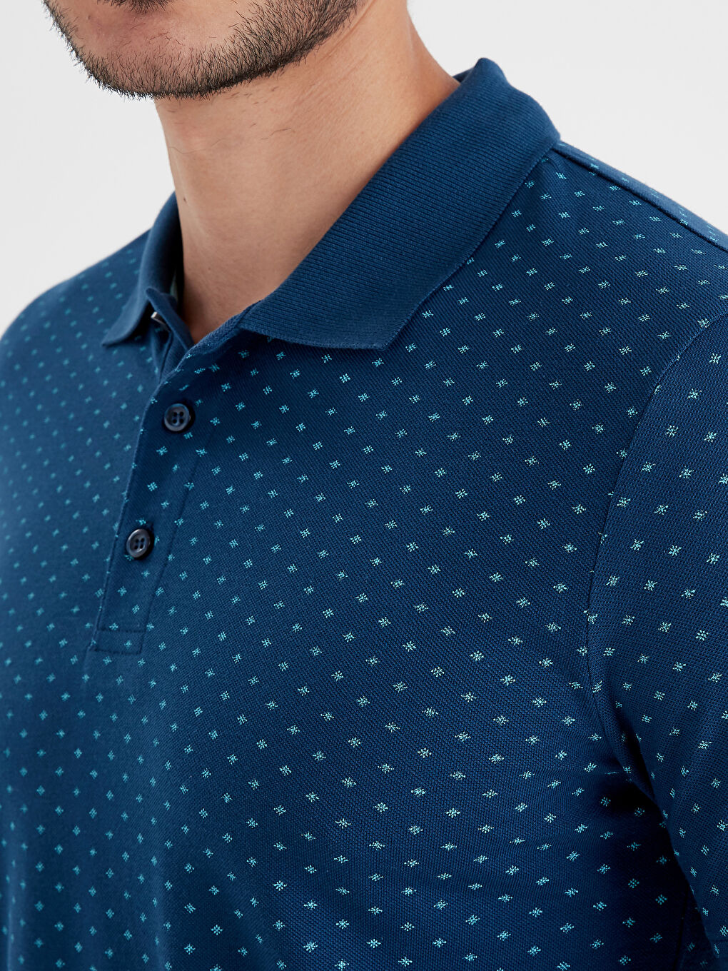 Lacivert Polo Yaka Kısa Kollu Erkek Tişört-3