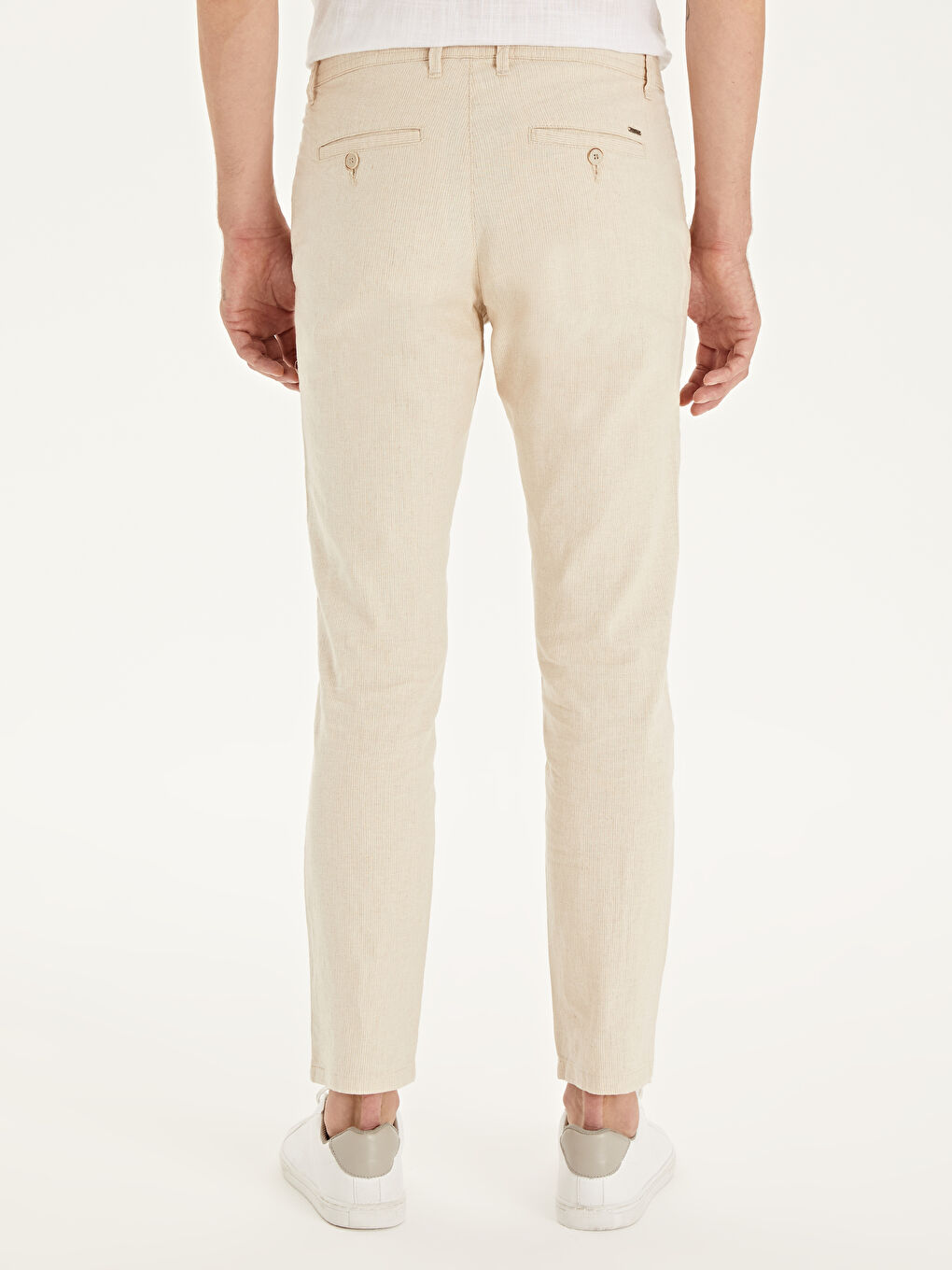 Bej Slim Fit Karışımlı Bilek Boy Pantolon-2