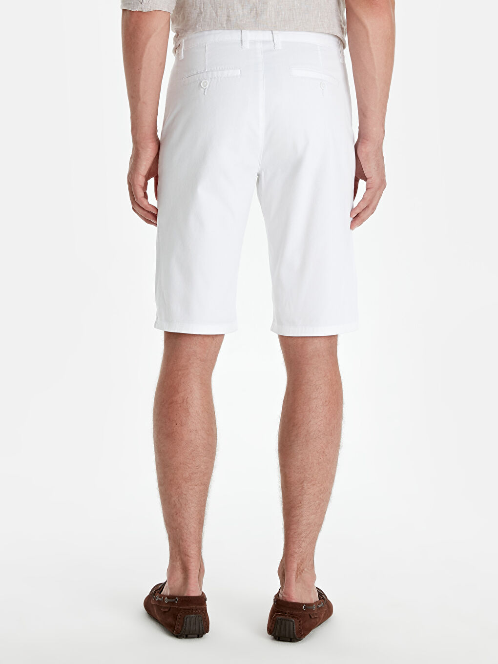 Beyaz Standart Kalıp Erkek Şort-2