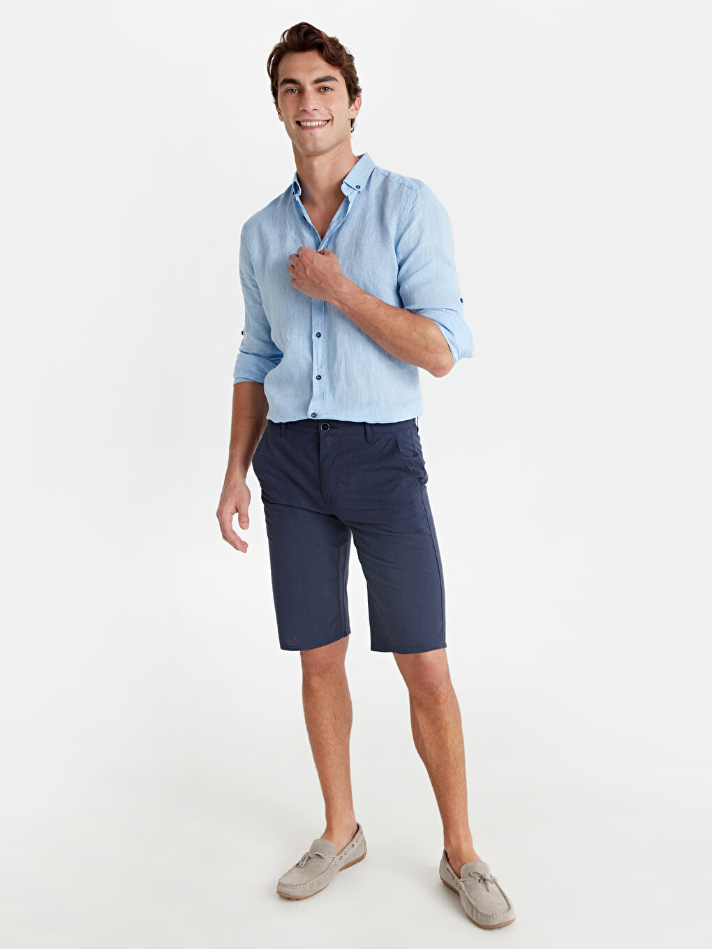 Lacivert Standart Kalıp Bermuda Erkek Şort