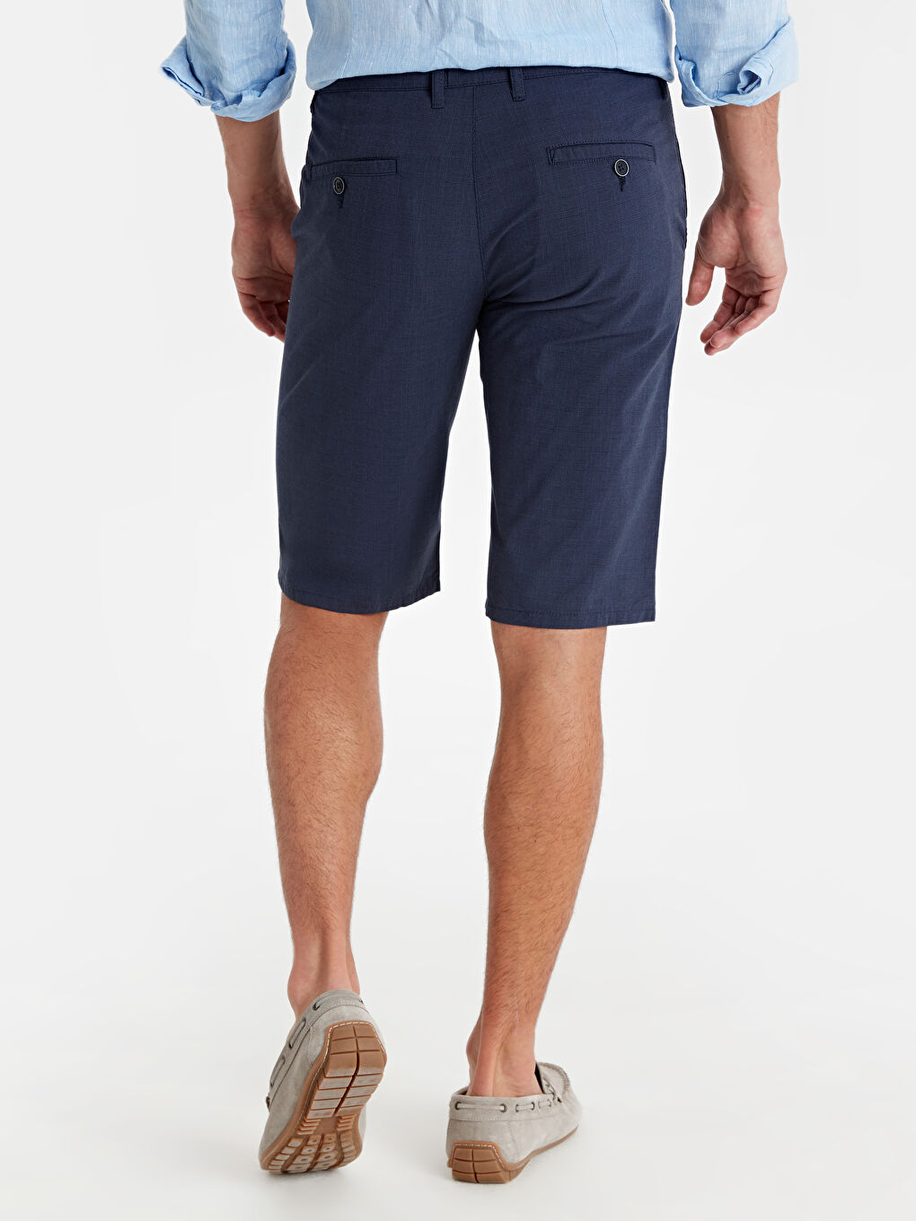 Lacivert Standart Kalıp Bermuda Erkek Şort-2