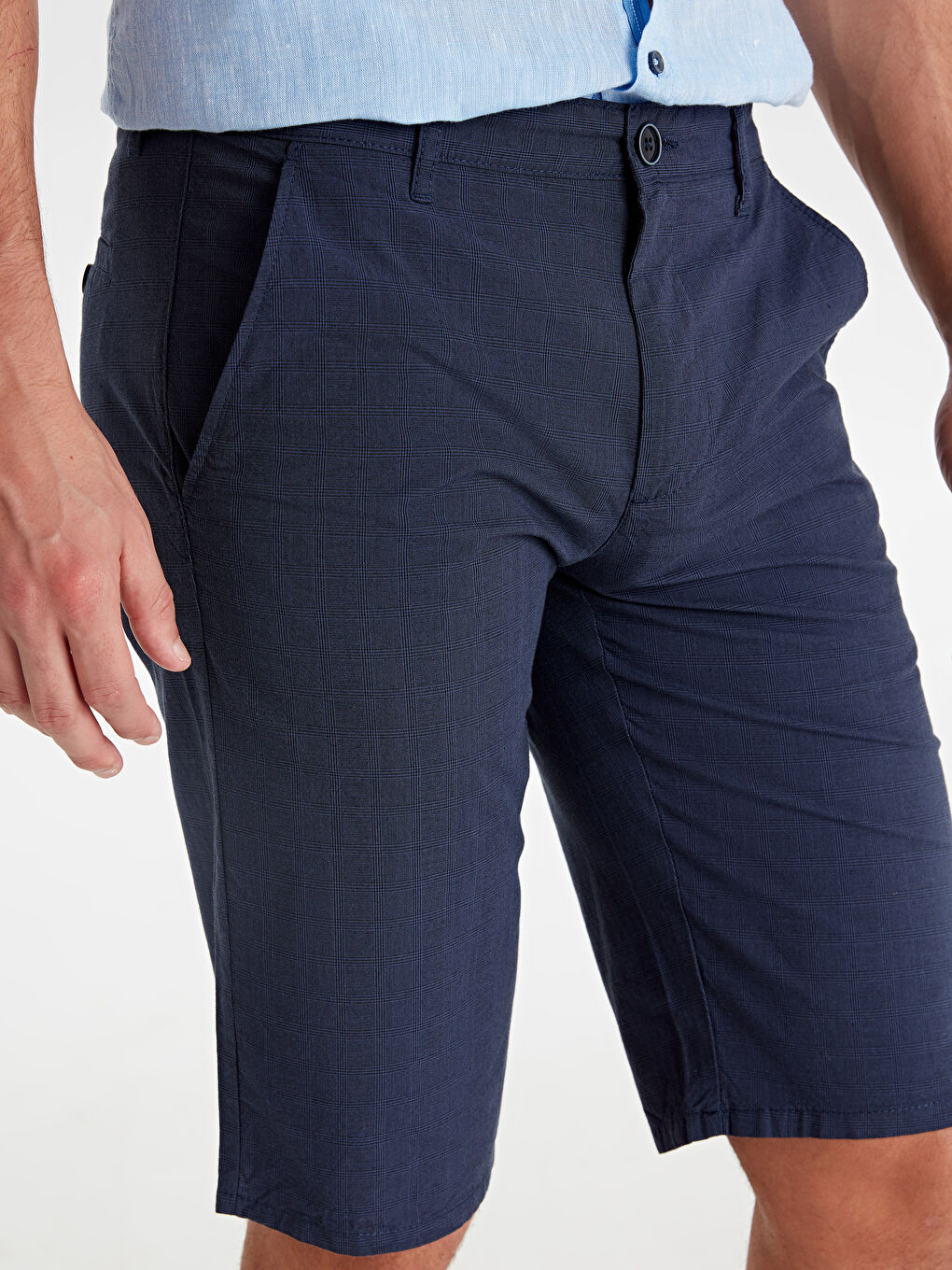 Lacivert Standart Kalıp Bermuda Erkek Şort-3