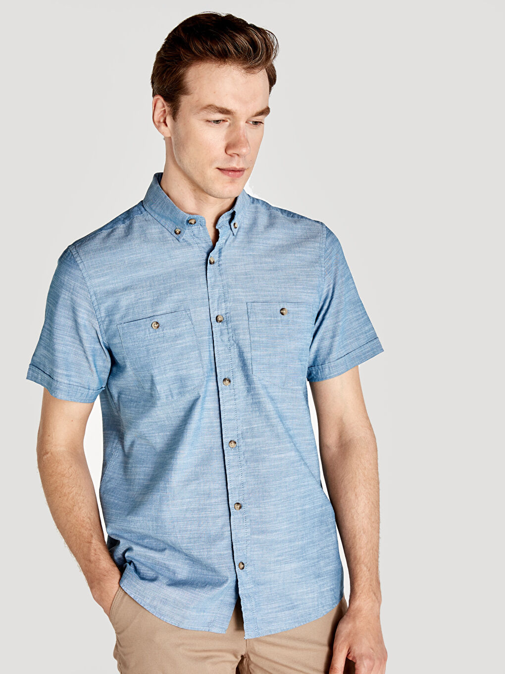Petrol Poplin Erkek Gömlek