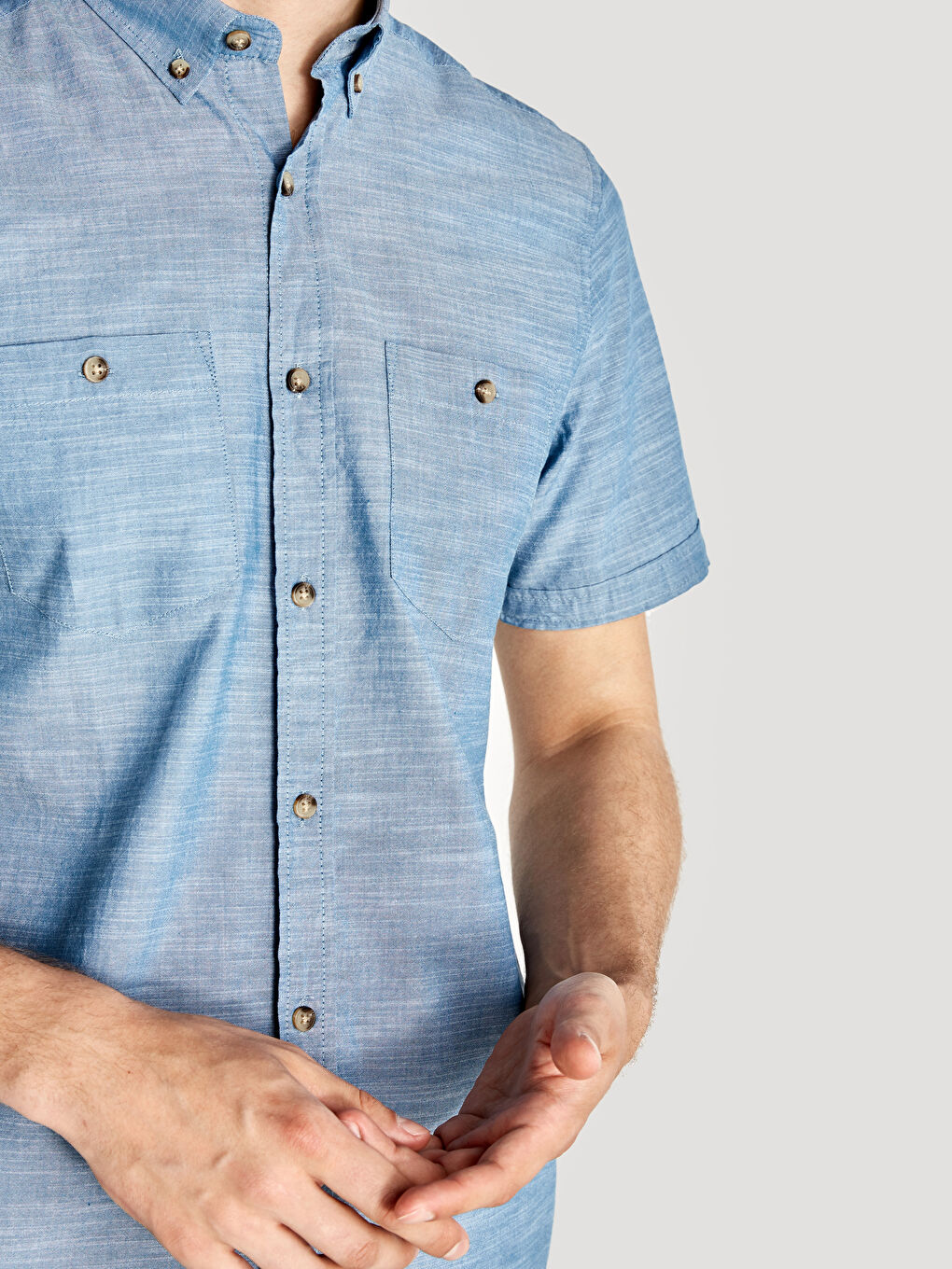 Petrol Poplin Erkek Gömlek-3