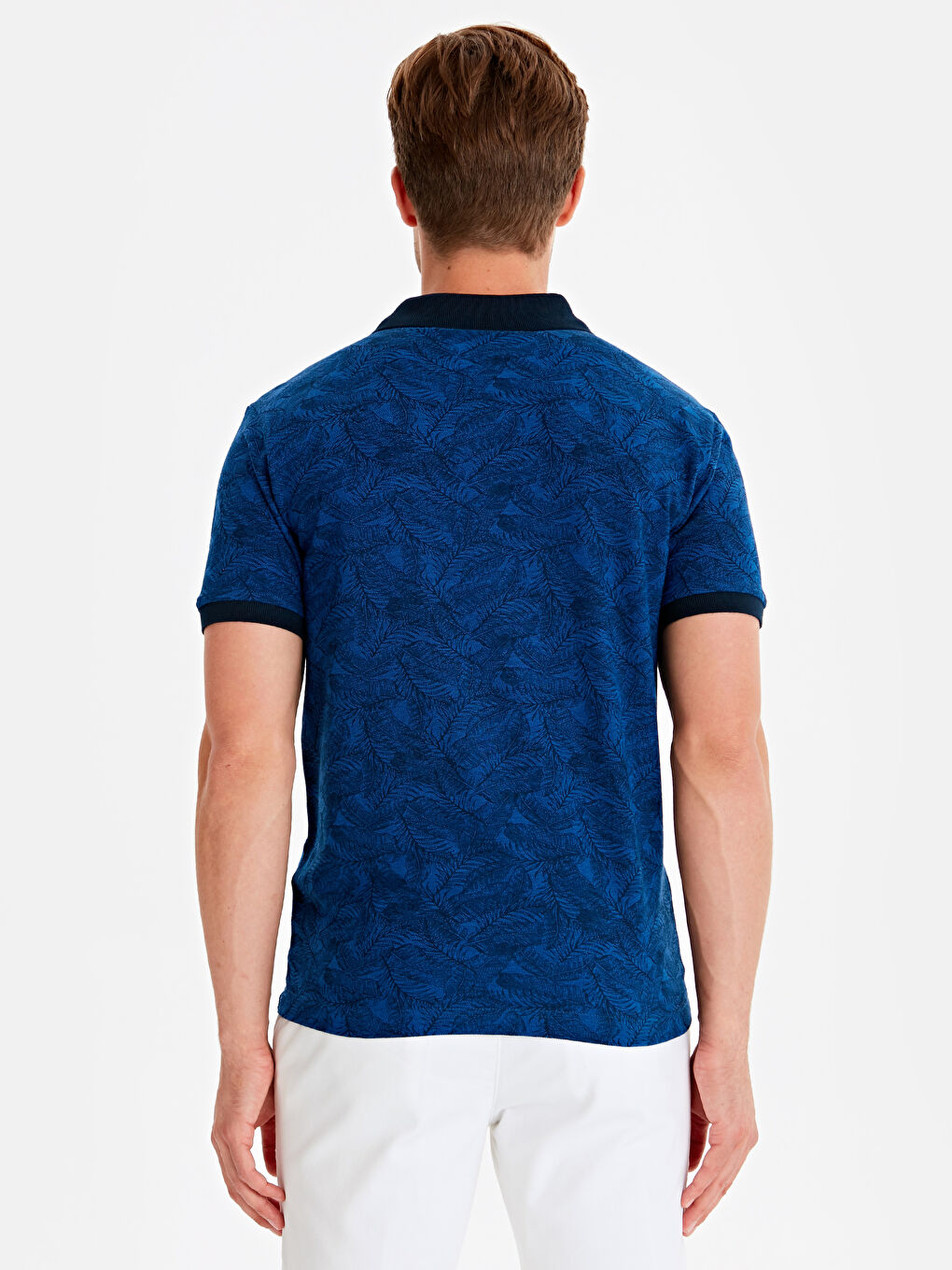 Mavi Polo Yaka Kısa Kollu Erkek Tişört-2