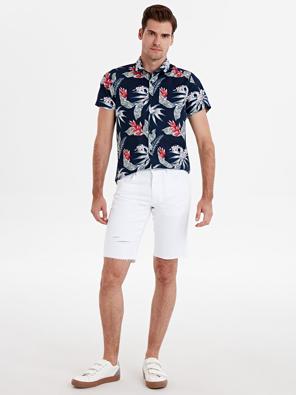 Beyaz Erkek Jean Şort