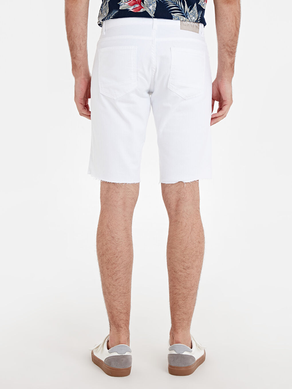 Beyaz Erkek Jean Şort-2