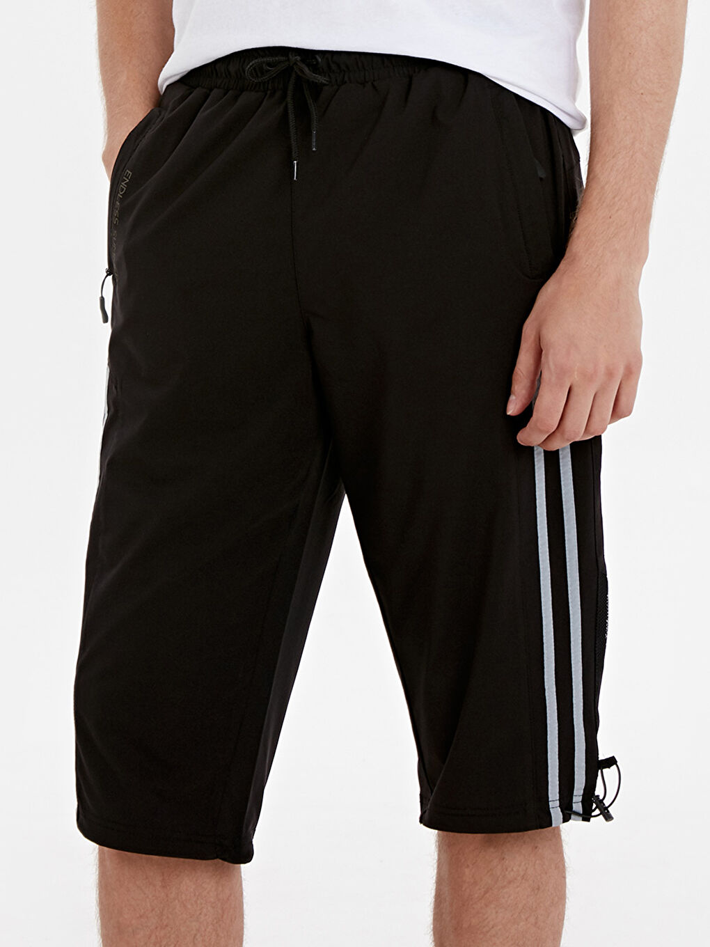 Siyah Diz Altı Boy Erkek Deniz Şortu-2