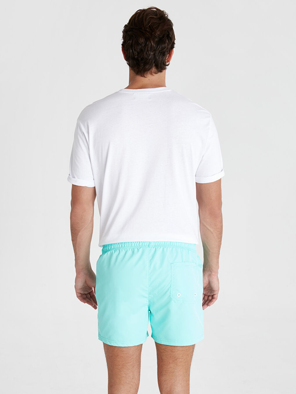 Turkuaz Diz Hizası Boy Basic Deniz Şortu-2