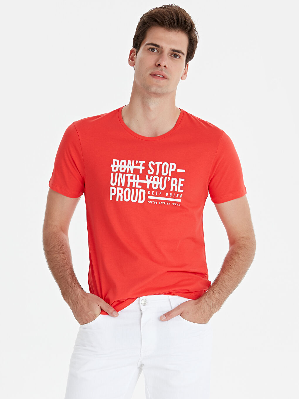 Kırmızı Bisiklet Yaka Penye Erkek Tişört