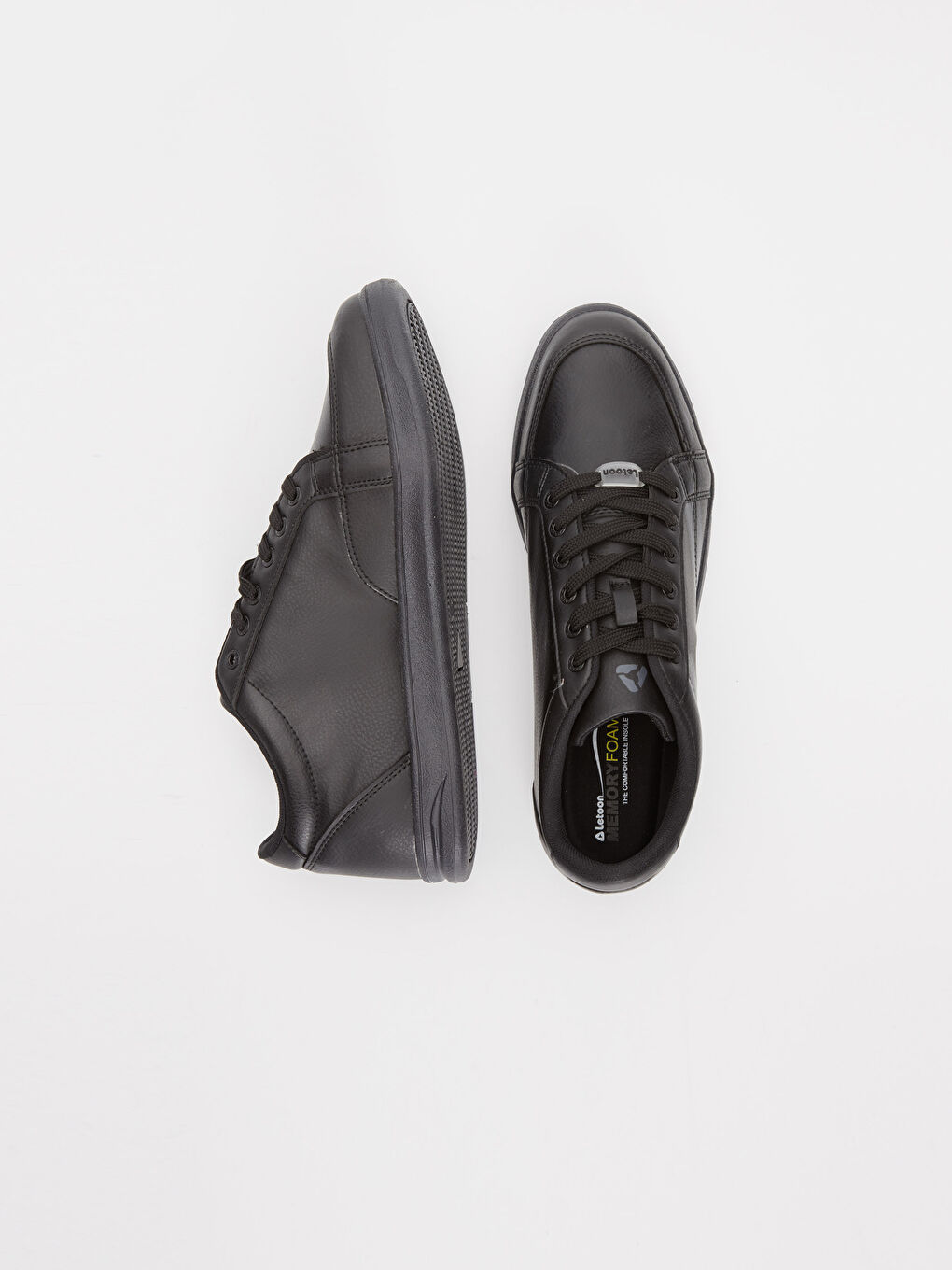 Siyah Erkek Deri Görünümlü Spor Ayakkabı-1