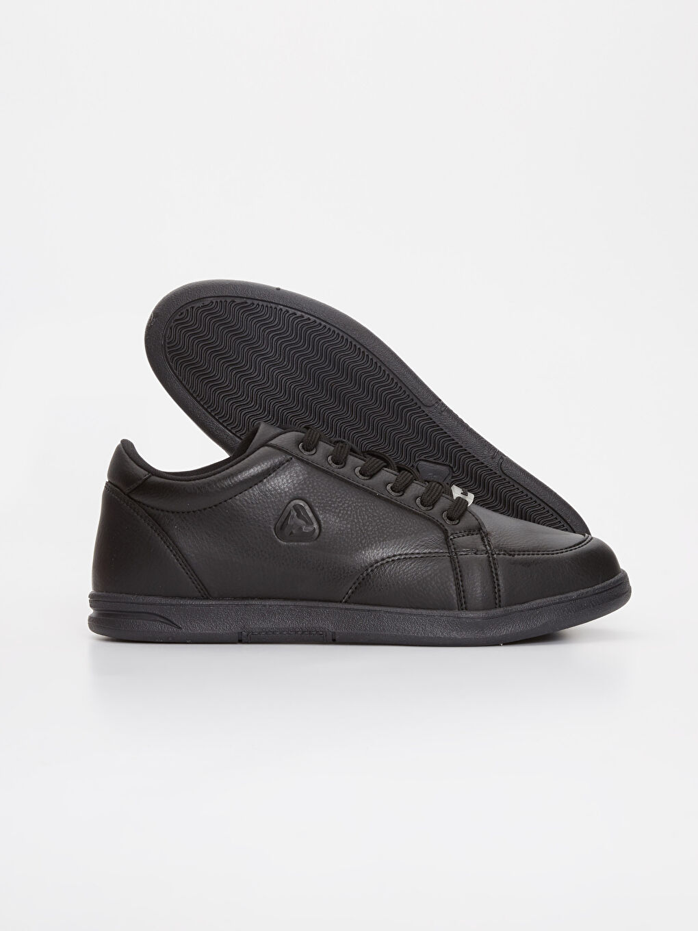 Siyah Erkek Deri Görünümlü Spor Ayakkabı-2