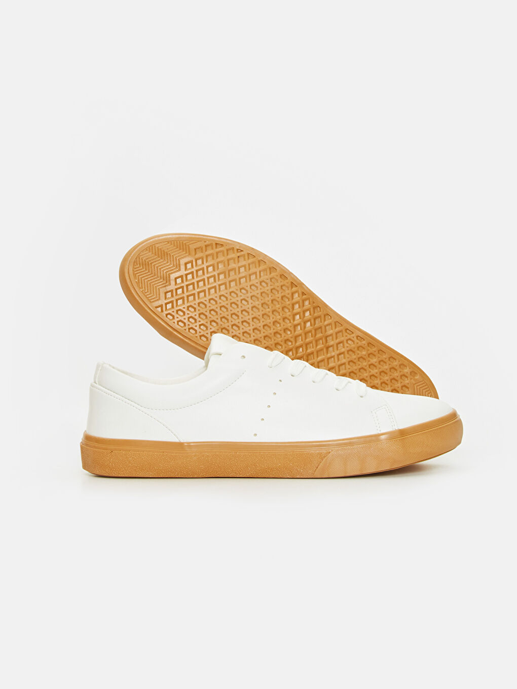 Beyaz Erkek Deri Görünümlü Ayakkabı-3