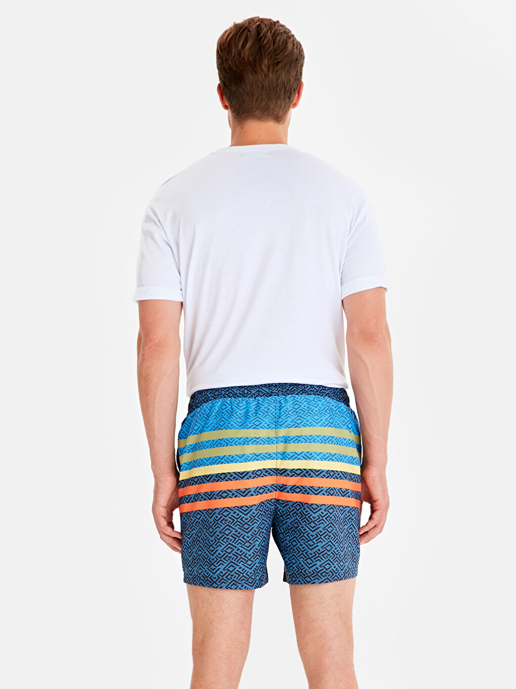 Lacivert Diz Hizası Baskılı Deniz Şort-1