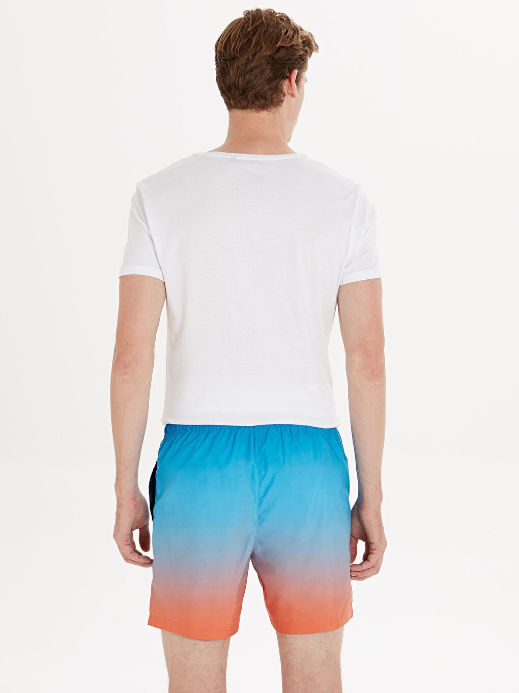 Mavi Diz Hizası Baskılı Deniz Şort-1