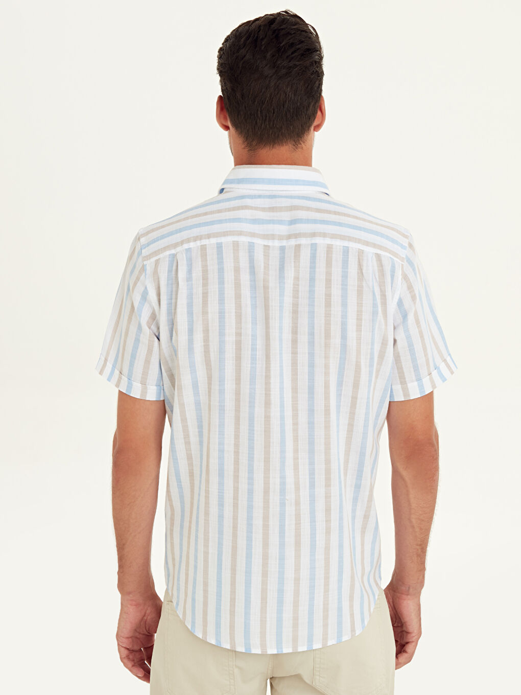 Bej Poplin Erkek Gömlek-1