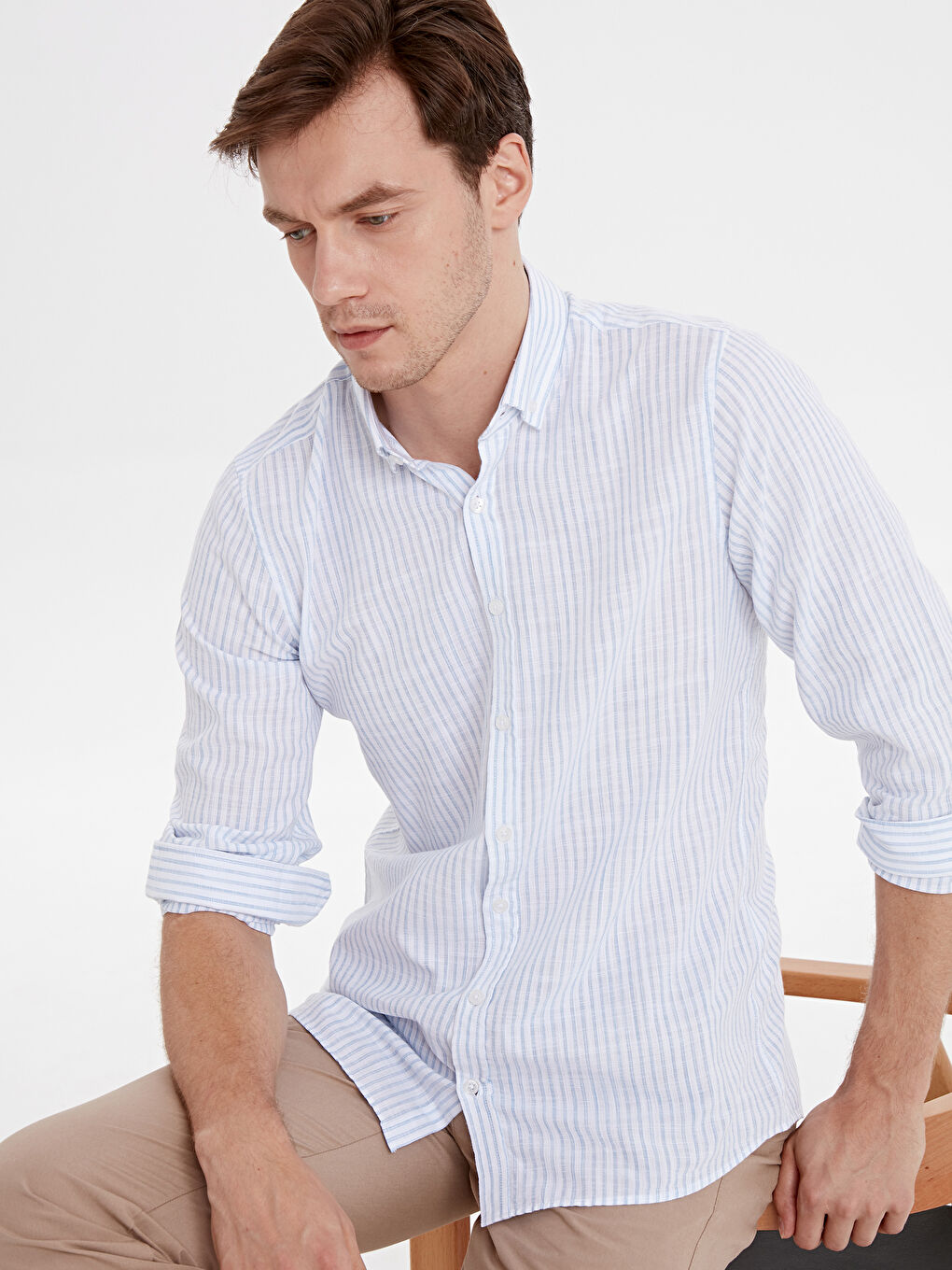 Mavi Poplin Erkek Gömlek