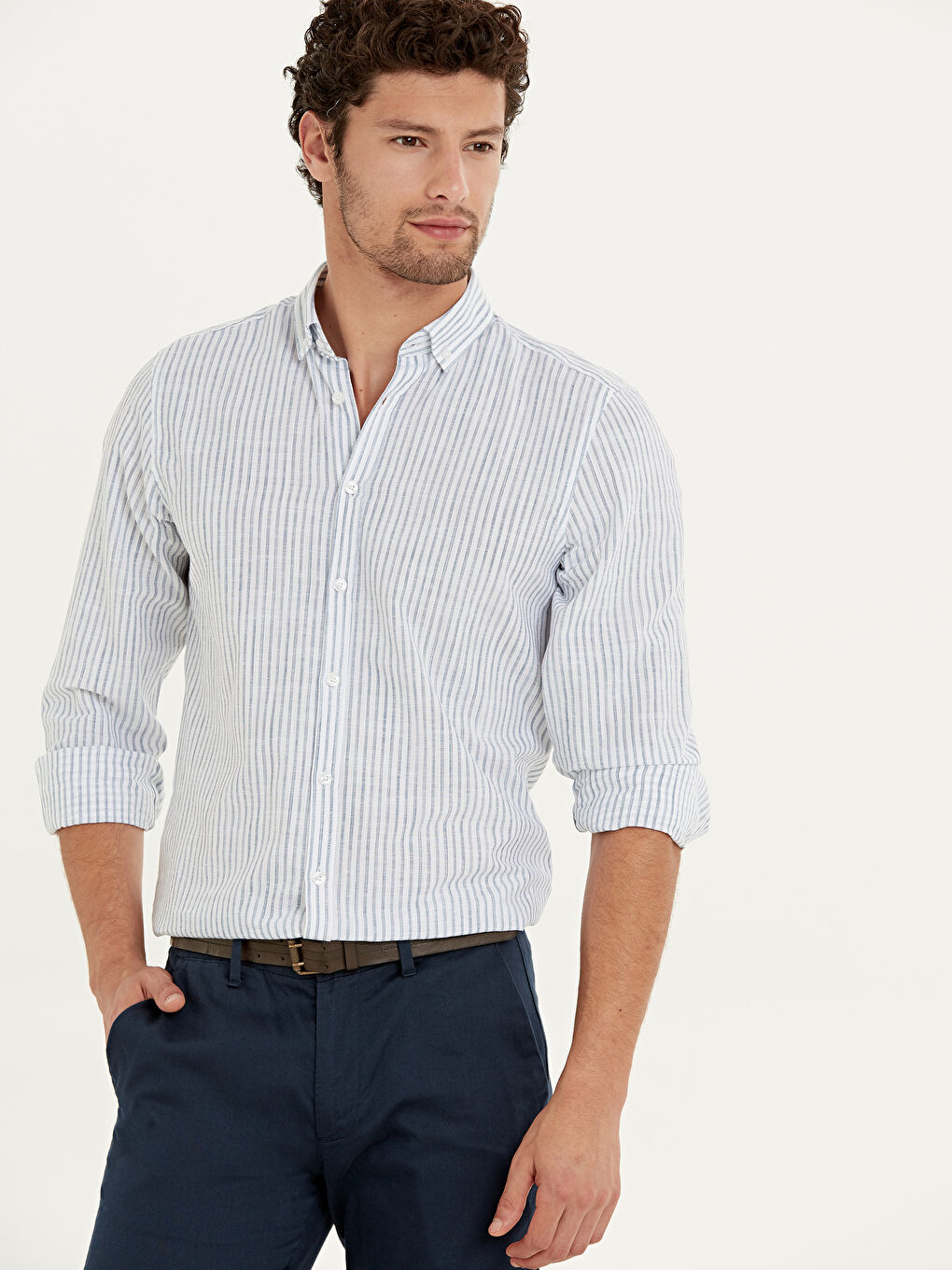 Mavi Slim Fit Uzun Kollu Poplin Erkek Gömlek