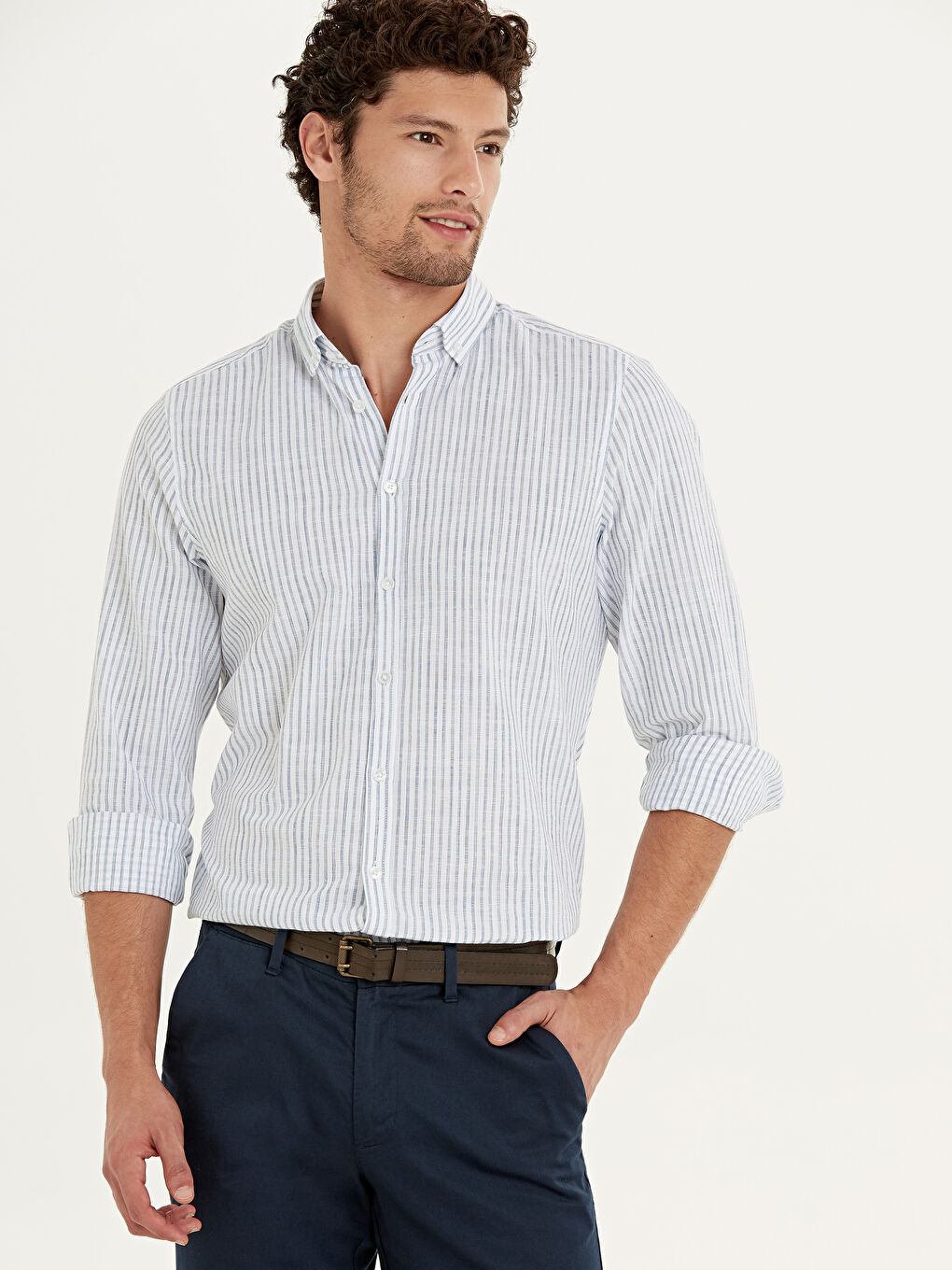 Mavi Slim Fit Uzun Kollu Poplin Erkek Gömlek-1