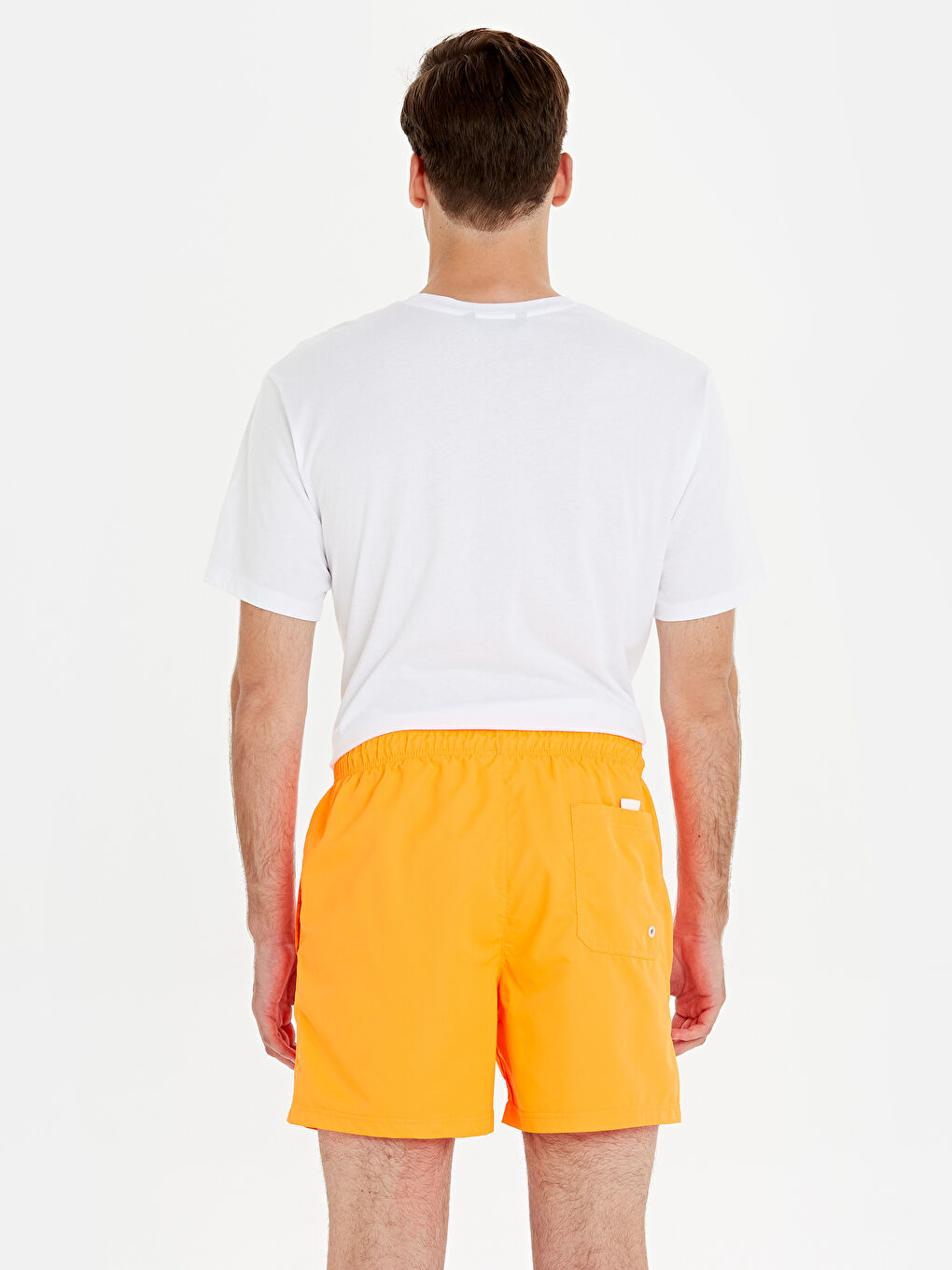 Turuncu Diz Hizası Boy Basic Deniz Şortu-1
