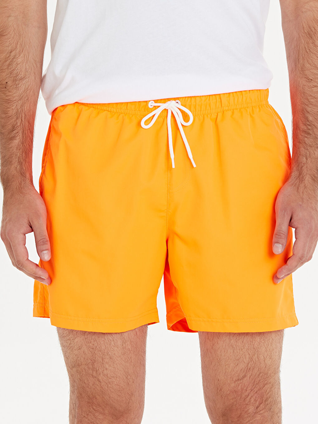 Turuncu Diz Hizası Boy Basic Deniz Şortu-2