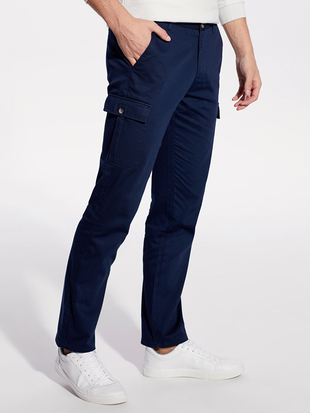 Lacivert Standart Kalıp Armürlü Erkek Pantolon-2