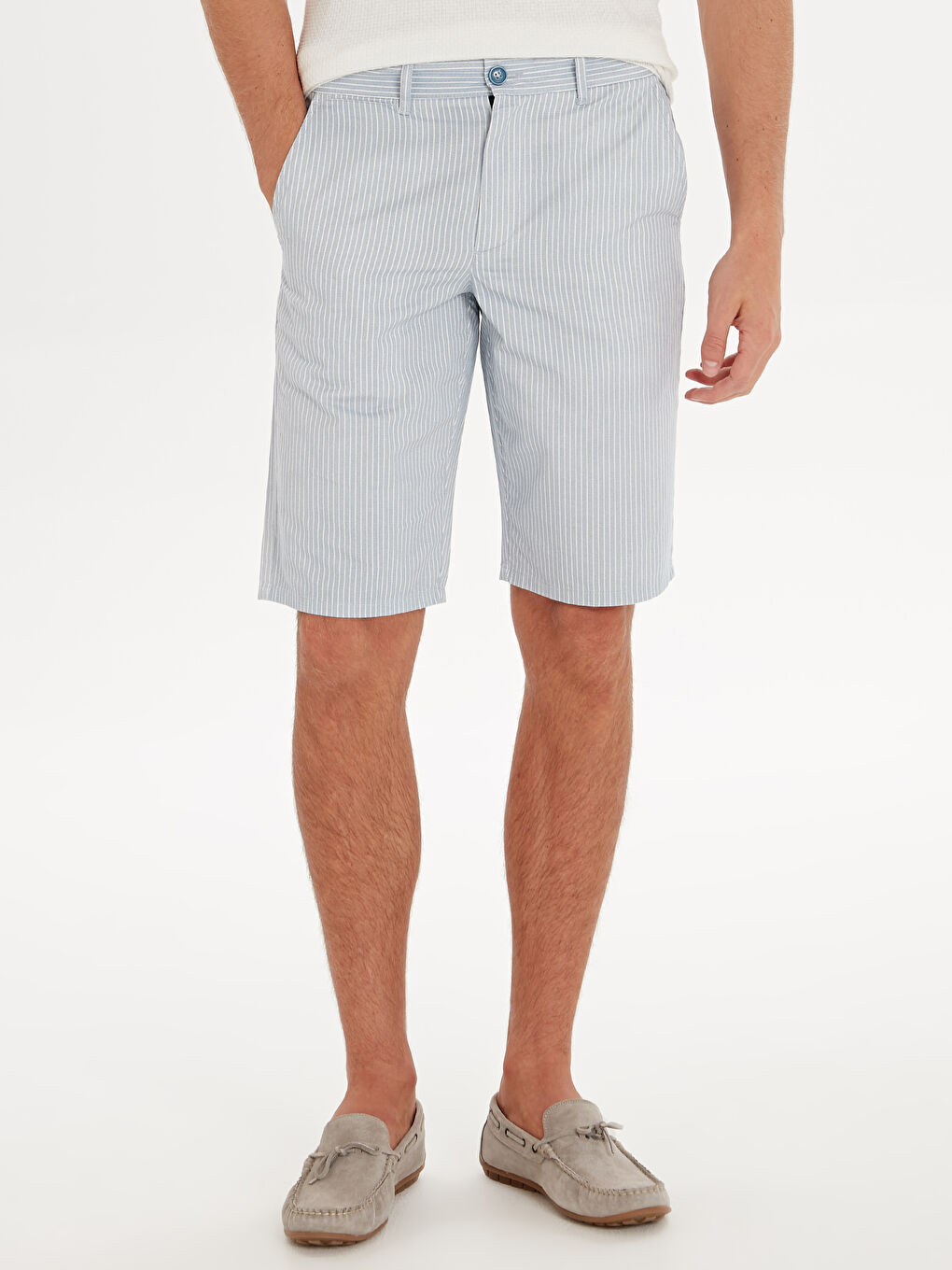 Bej Standart Kalıp Erkek Şort-2