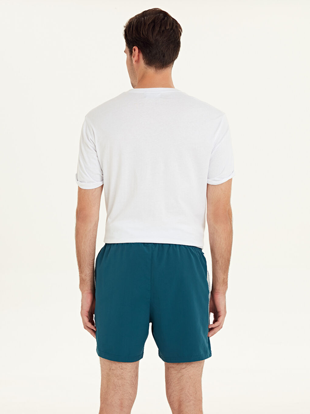 Petrol Diz Hizası Boy Desenli Erkek Deniz Şortu-1