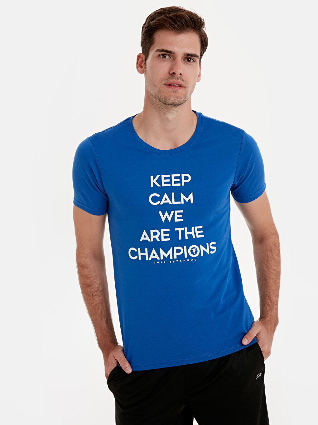 Mavi Penye Erkek Tişört-1