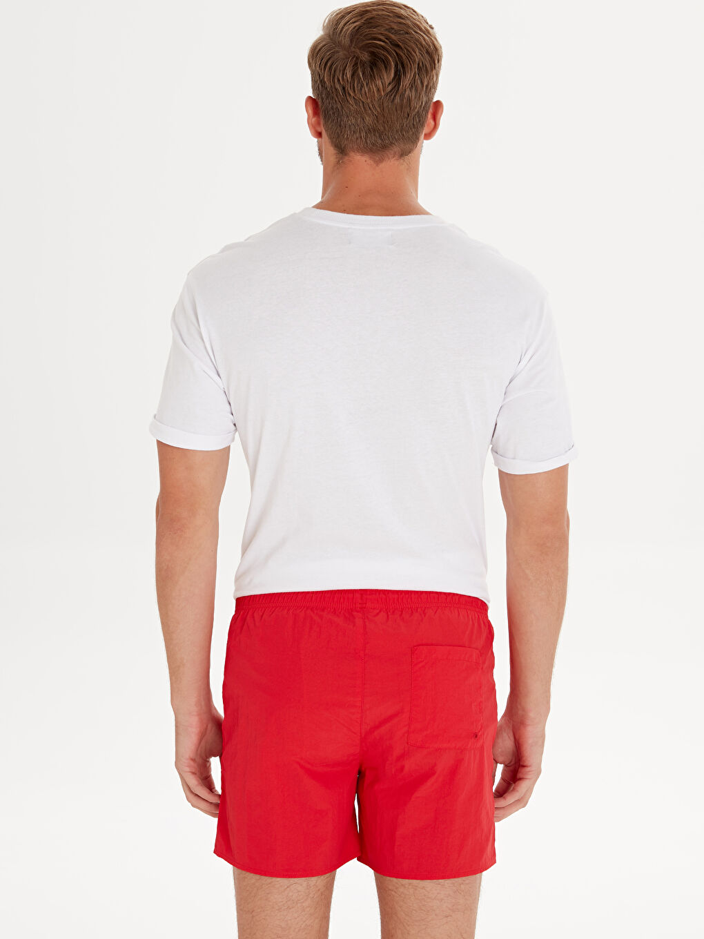 Kırmızı Kısa Boy Basic Erkek Deniz Şortu-1