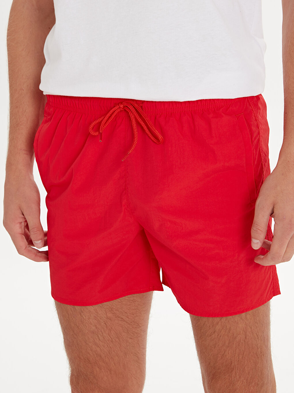 Kırmızı Kısa Boy Basic Erkek Deniz Şortu-2