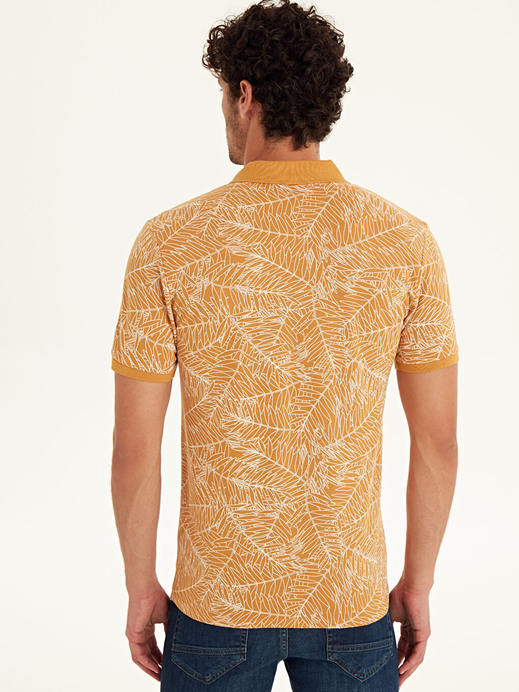 Sarı Polo Yaka Kısa Kollu Pike Erkek Tişört-2