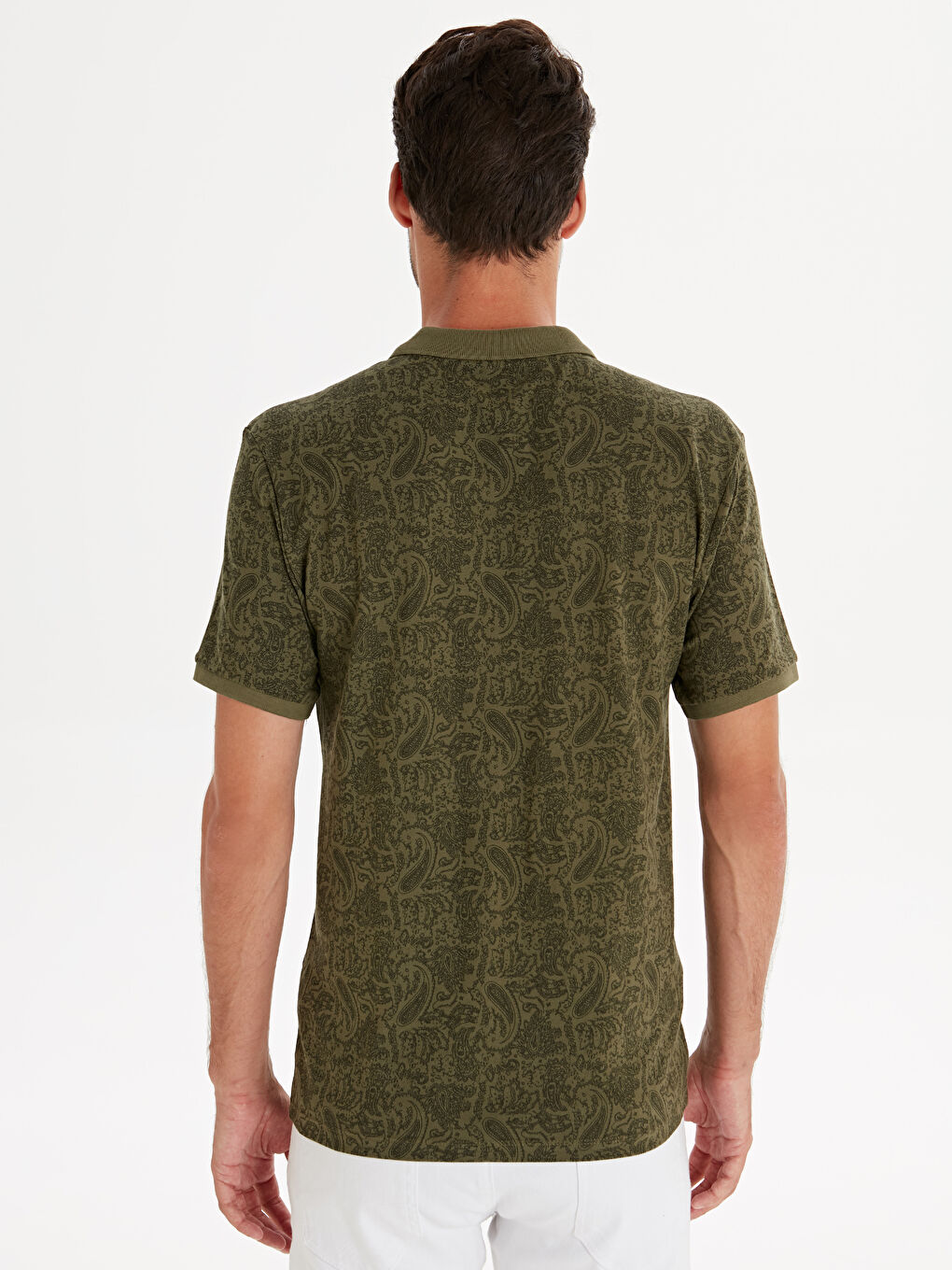 Haki Polo Yaka Kısa Kollu Pike Erkek Tişört-2