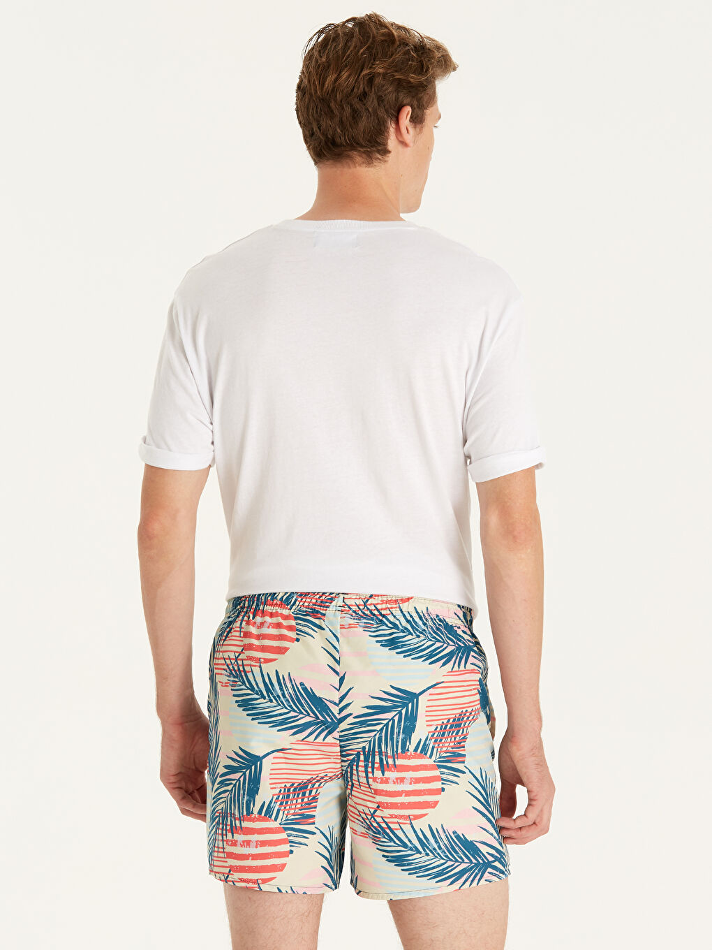 Yeşil Kısa Boy Baskılı Erkek Deniz Şortu-1