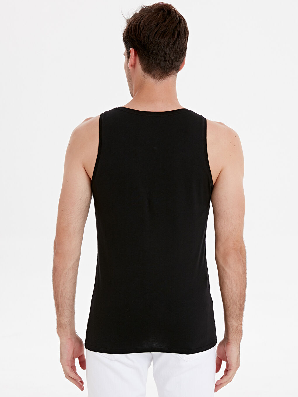 Siyah Penye Erkek Kolsuz Tişört-2