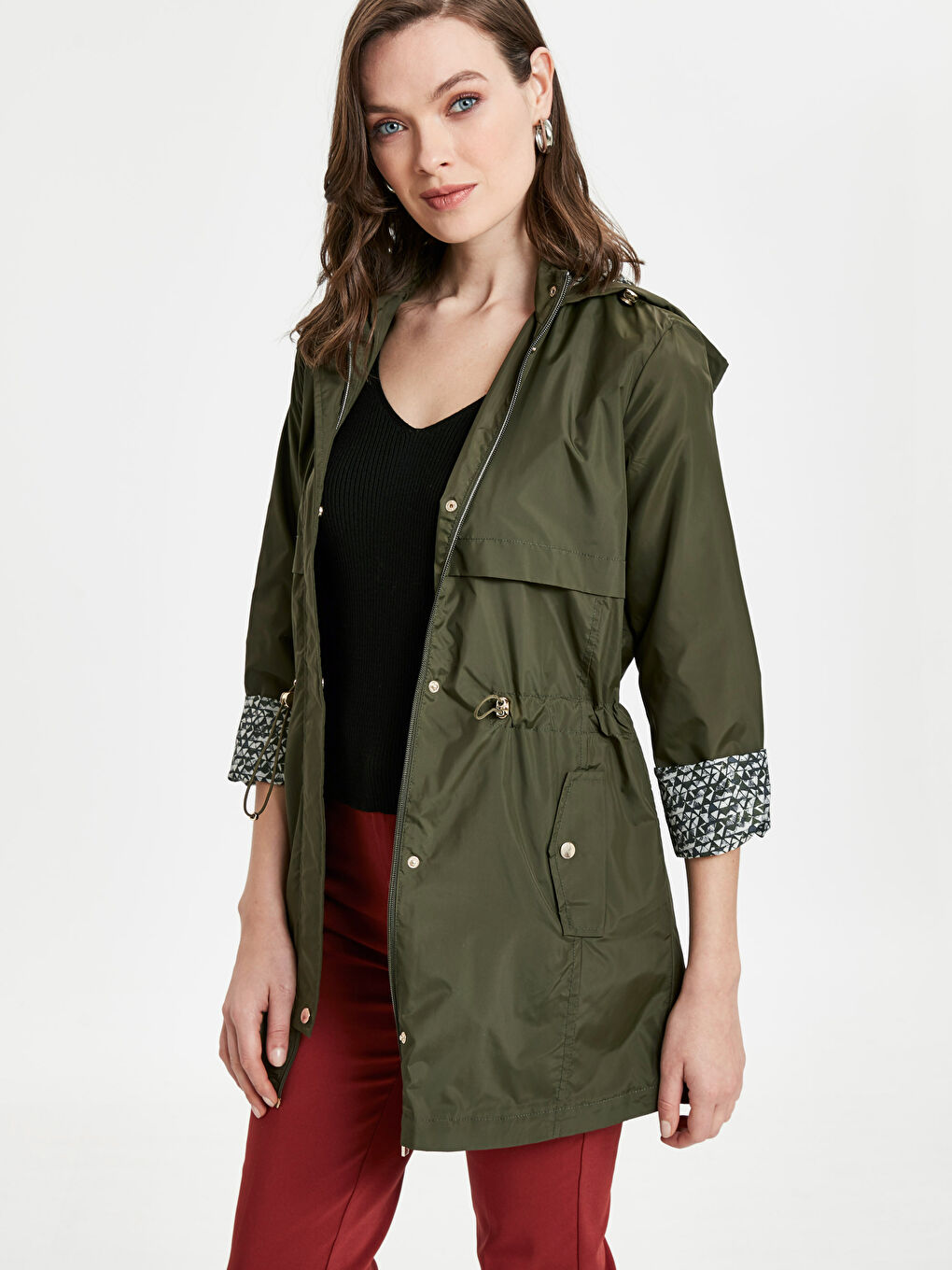 معطف المطار كاكي نساء