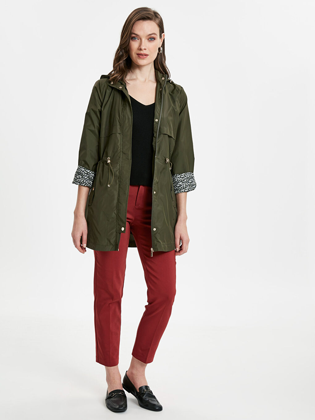 معطف المطار كاكي نساء-3