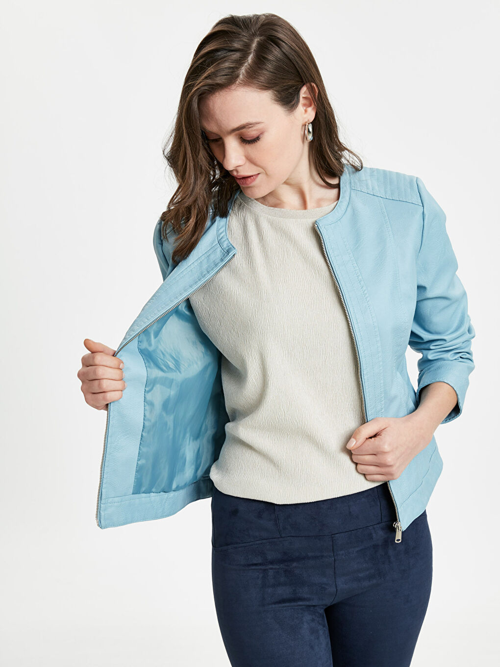 PLAVA Kaput od veštačke kože Žena-1