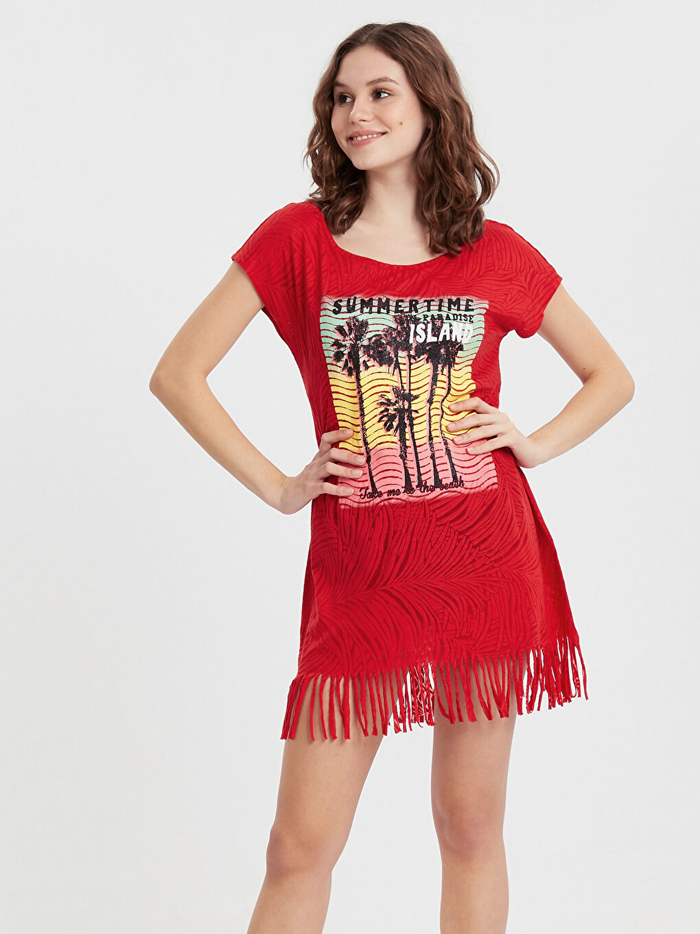 LCW DREAM Woman RED Beach Dress -9S0601Z8-CRT