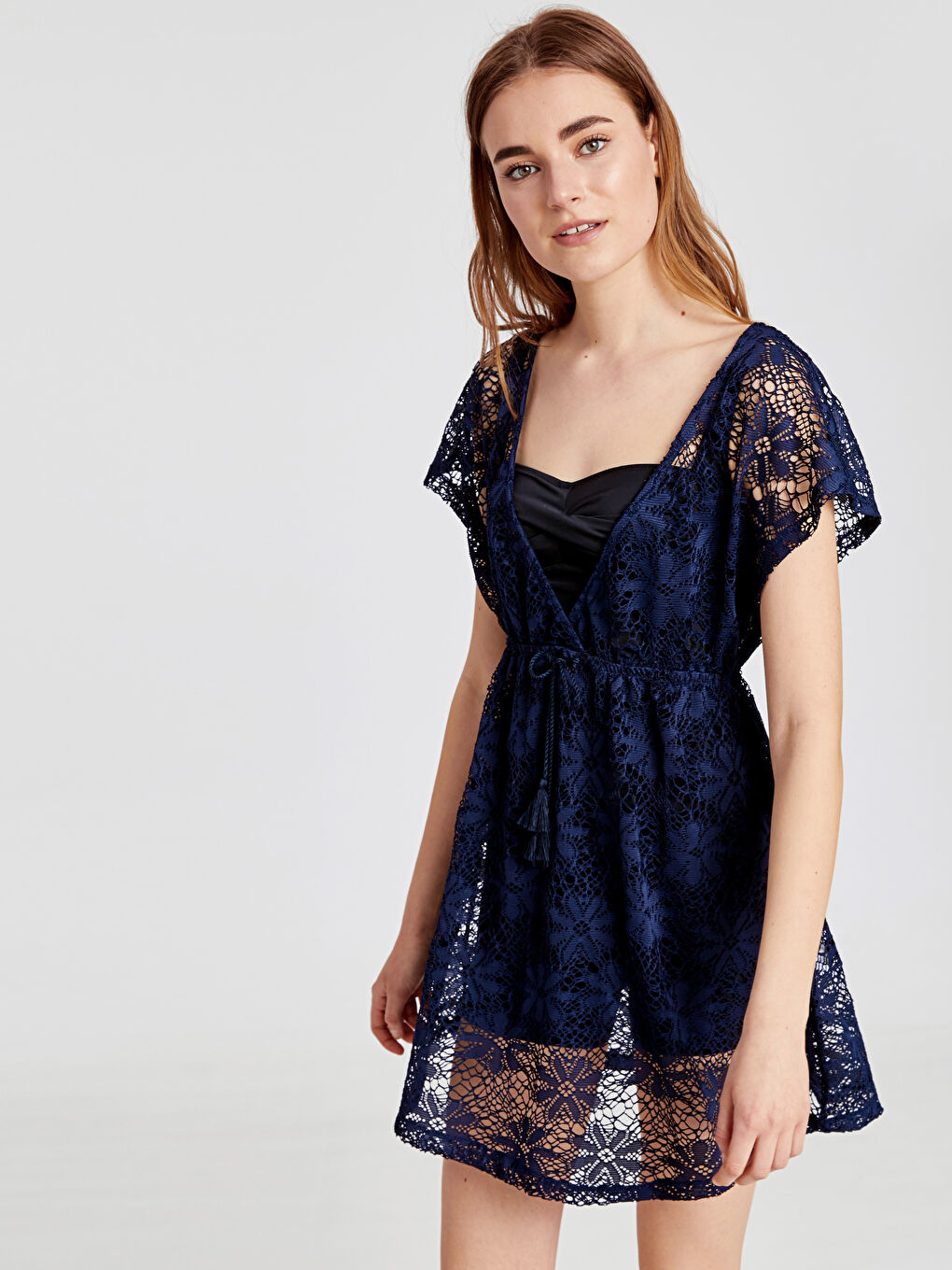 Koyu Lacivert Plaj Elbisesi-1