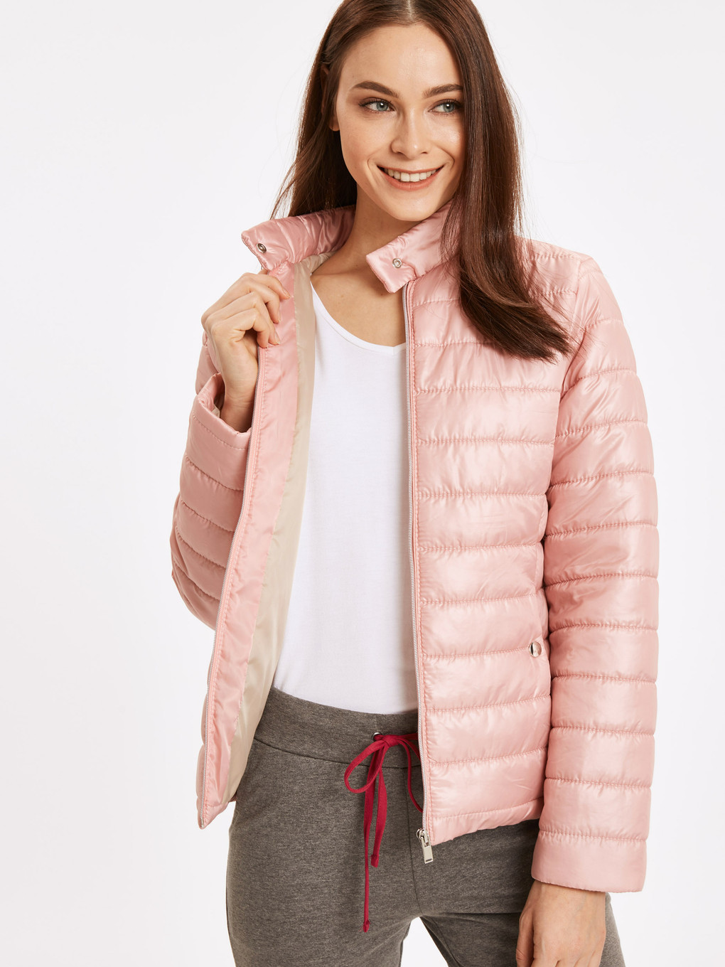 Açık Pembe Şişme Mont-1