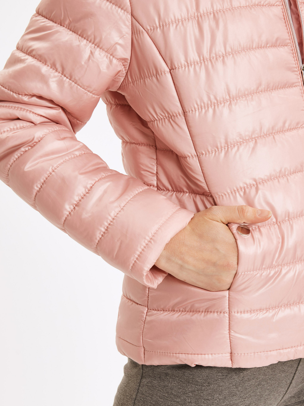 Açık Pembe Şişme Mont-4