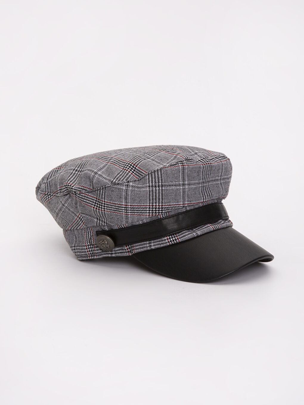 Gri Ekoseli Kep Şapka-1