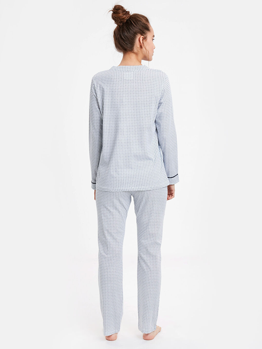 Lacivert Baskılı Pijama Takım-1